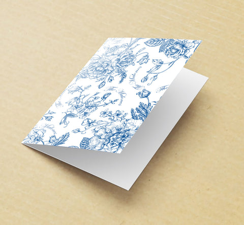 Blue Floral Gift Card - Greeting Cards