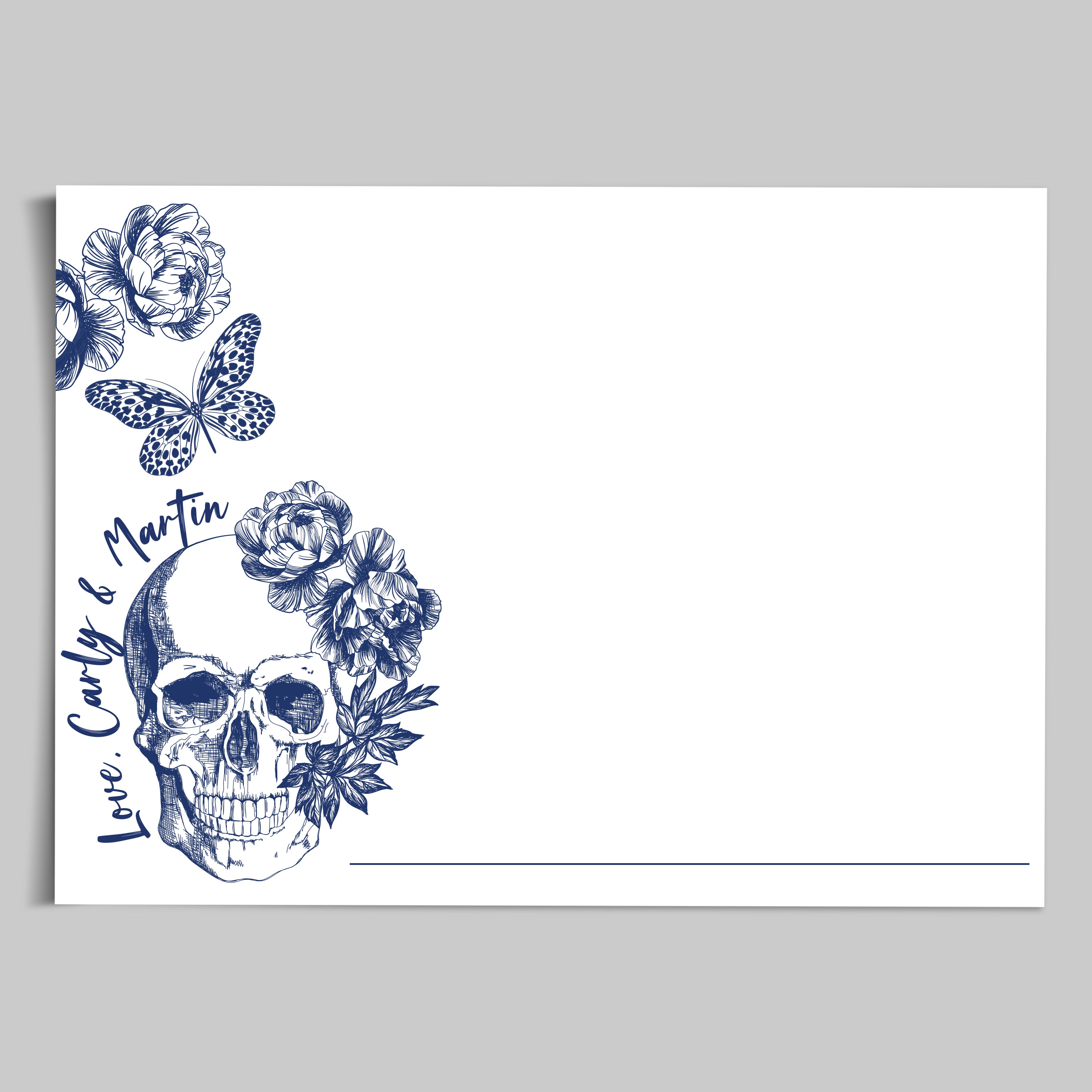 Skull in Flowers - Note Cards