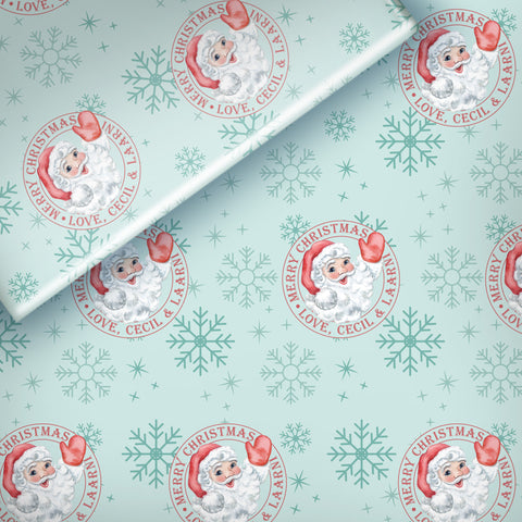 Merry Christmas, Love, Cecil & Laarni Santa Face Stamp - Wrapping Paper